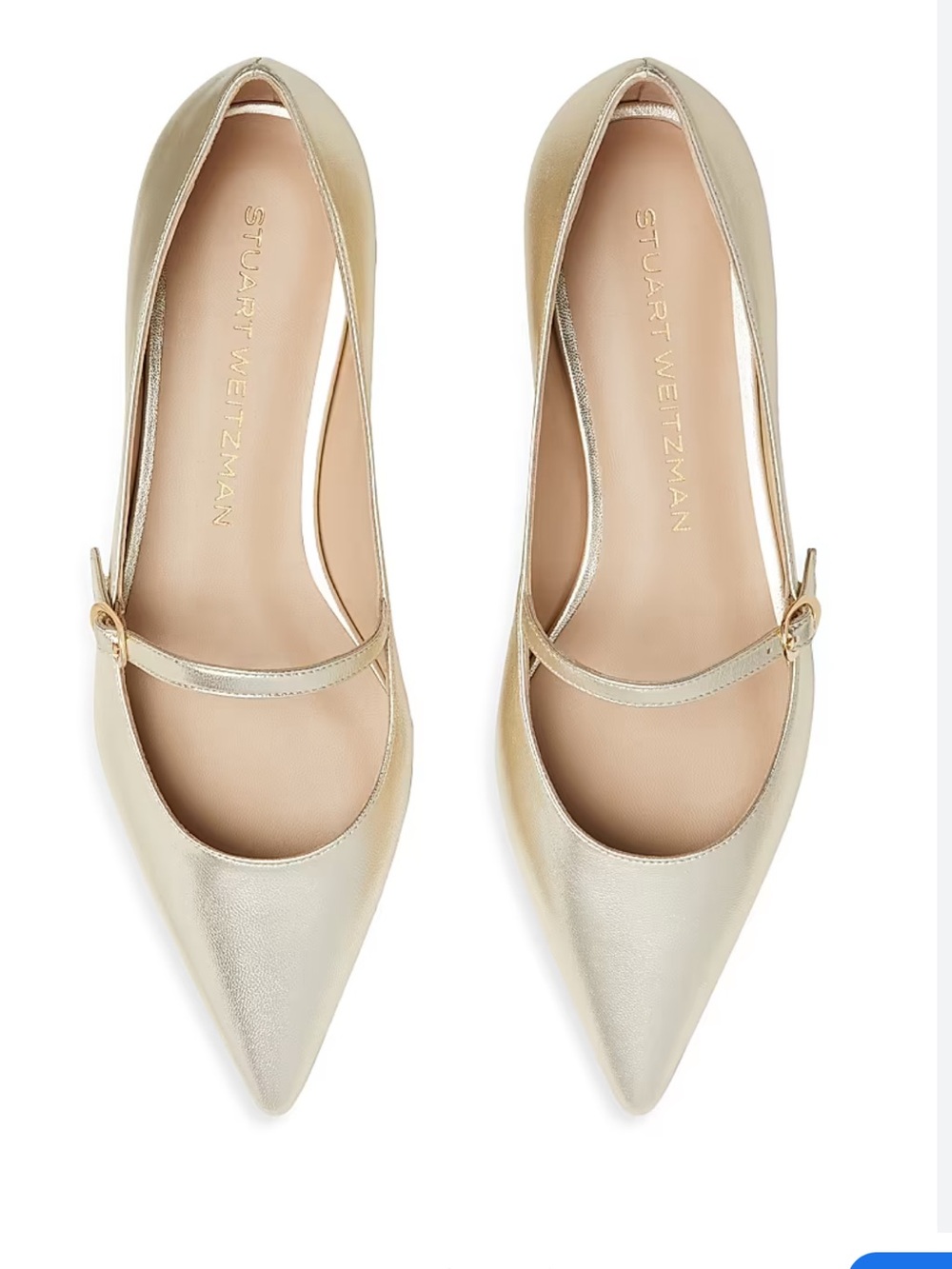 Stuart Weitzman Metallic Mary Jane Flats in Champagne